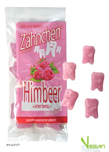NEU: Xylitol Zähnchen® Himbeere 30g - Zahnpflege Bonbons