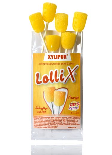 LolliX Xylitol Lutscher Orange 6 Stck - Zahnpflege mit Stil