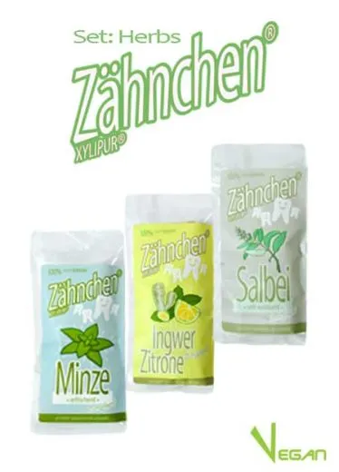 Xylitol Zhnchen Herbs-Set 90g - Zahnpflege Bonbons