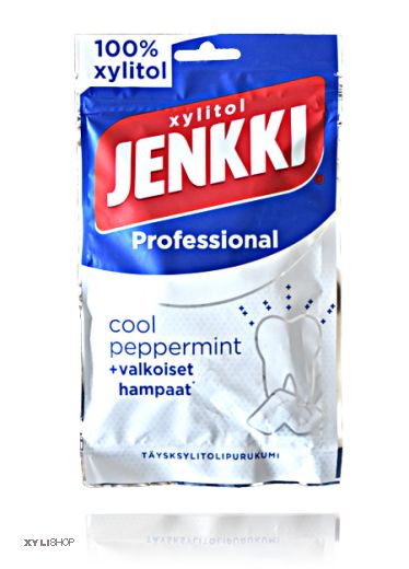 Jenkki Cool Peppermint Zahnweiss Xylit-Kaugummis Beutel, 80g