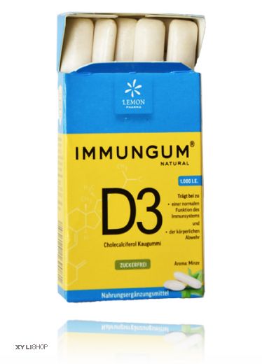 ImmunGum Xylit Kaugummis Vitamin D3 plastikfrei TIO2frei 28g