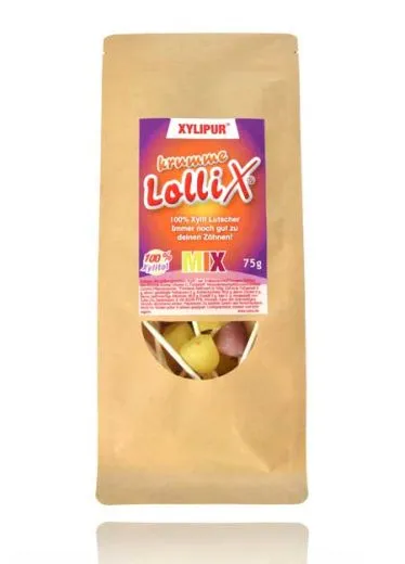 Aktion B Ware Krumme Lollix Xylitol Lutscher 75g - Zahnpflege mit Stil