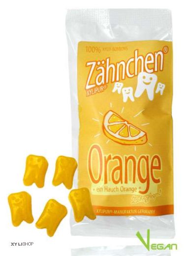 Xylitol Zähnchen® Orange 30g - Zahnpflege Bonbons