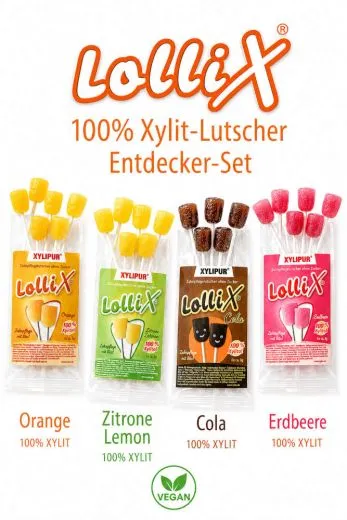 Lollix� Entdecker-Set Xylit Lutscher Bundle 4 x 6 St�ck - Zahnpflege mit Stil