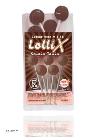LolliX® Xylitol Lutscher SchokoTonka 6 Stck Zahnpflege mit Stil