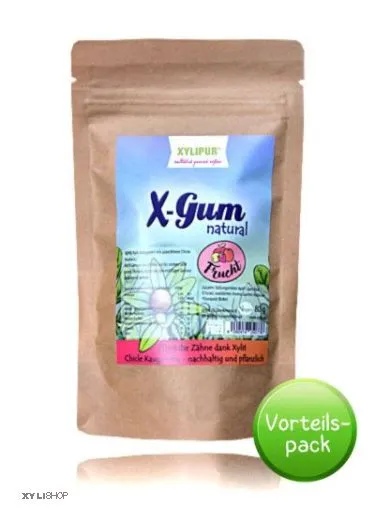 XYLIPUR X-Gum natural Frucht - Chicle Zahnpflegekaugummi Vorteilspack 80g