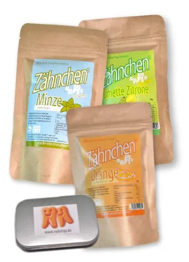 3xVorteil Xylitol Z�hnchen� Minze Orange Zitrone - 450g Zahnpflege Bonbons