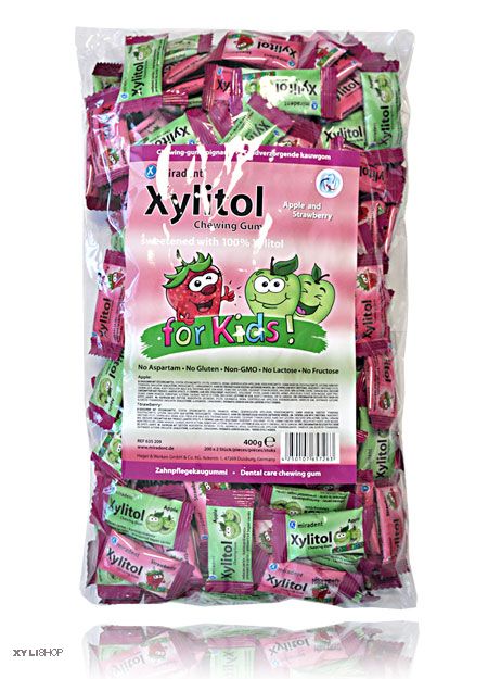 Miradent Xylit For Kids Kaugummi Apfel Erdbeere Pack 400g 200xSachets