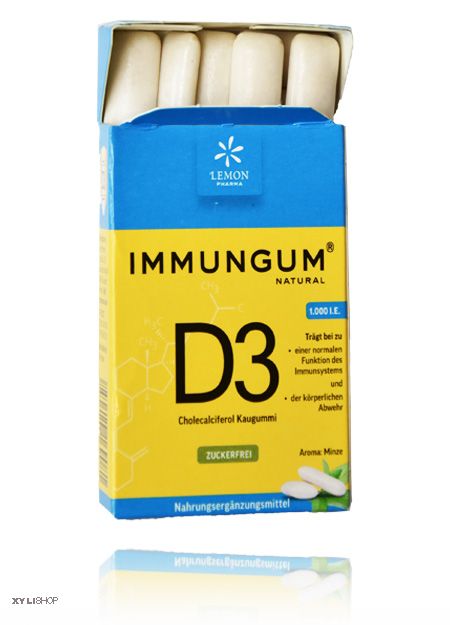 ImmunGum Xylit Kaugummis Vitamin D3 plastikfrei TIO2frei 28g