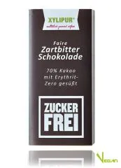 Faire Ohne Zucker Zartbitter-Schokolade mit Erythrit Xylipur 70% Kakao, 60g